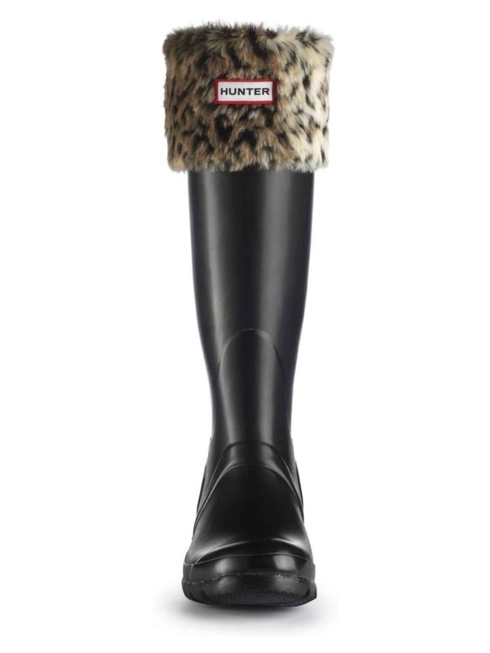 Hunter Fleece Welly Socks, Black & Leopard, Medium 5-7, EUC